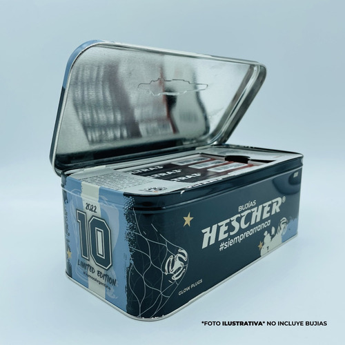 Imagen 3 de 7 de Caja Metalica Bujias Hescher, Edicion Qatar 2022 Mundial