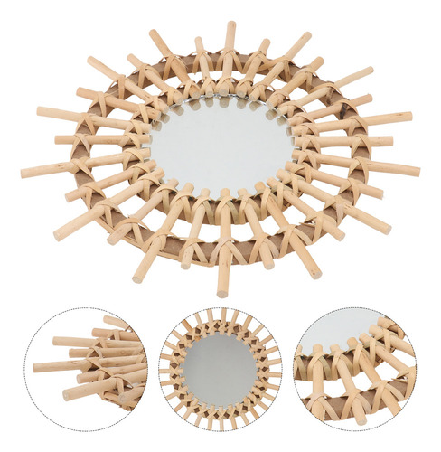 Nuevo Espejo De Maquillaje De Ratán For Decoración De Pared