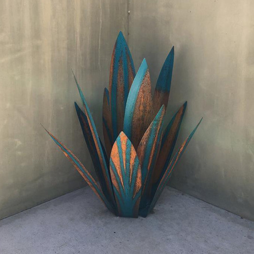 Diy Ferro Rústico Azul Tequila Escultura Jardim Decoração