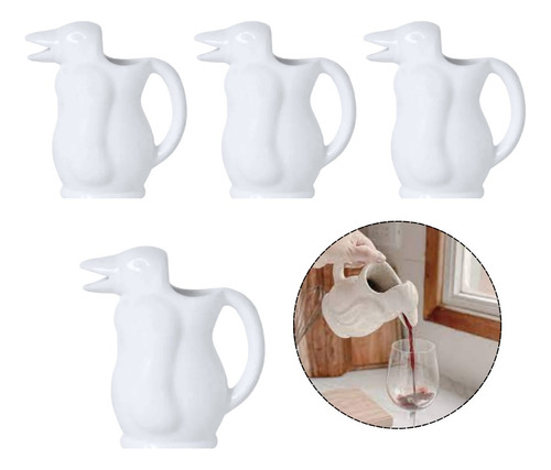 X4u Jarra Ceramica Pinguino Blanco 1l Mesa Vino Agua Pico