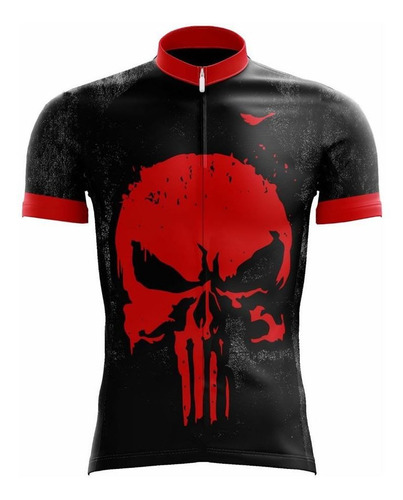 Camisa Scape Justiceiro New 2.0 Preta E Vermelha Ciclismo