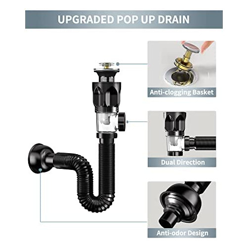 Kit De Desagüe Lavabo De Baño Kkdftu 2 1 P-trap Flexi...