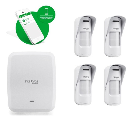 Kit Alarme Intelbras Amt 8000 App E 4 Sensor Externo Sem Fio