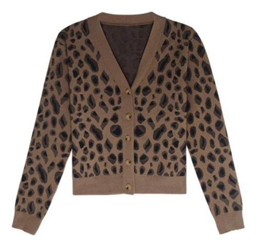 Cárdigans Zoki Fashion Leopard Para Mujer, Sexy, Punto Con C