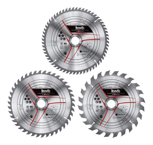 Juego Hojas Sierra Circular Discos Madera 250mm Kwb Germany