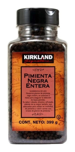 Pimienta Negra Entera Kirkland 399g Robusto Picante Afrutado