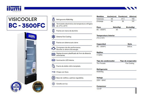 Ilumi Exhibidora Conservadora 350lts Visicooler Bc-3500fc
