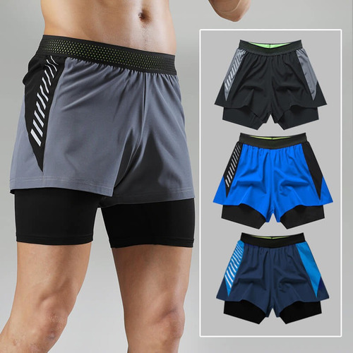 Pantalones Cortos De Gimnasia 2 En 1 De Licra For Hombre