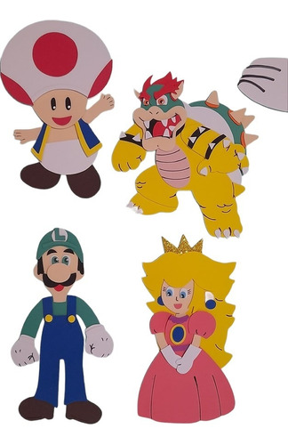 Personajes Mario Bross Luigi Gigantografias Goma Eva X3 20cm