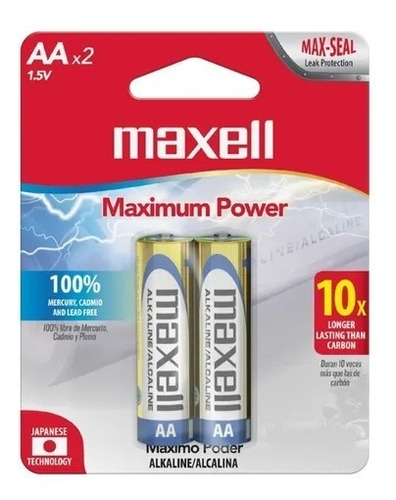 Pilas Aa Alcalinas Maxell Sin Mercurio 1.5v Pack X2