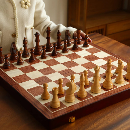 Juego De Ajedrez De Madera Nogal Extra Grande 20 Pulgadas