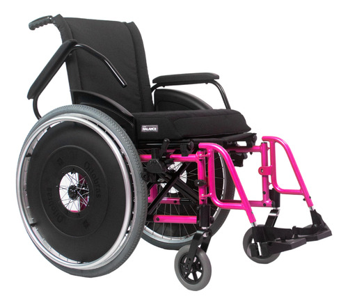 Cadeira De Rodas Avd Alumínio Pés Fixos 48cm Rosa Ortobras
