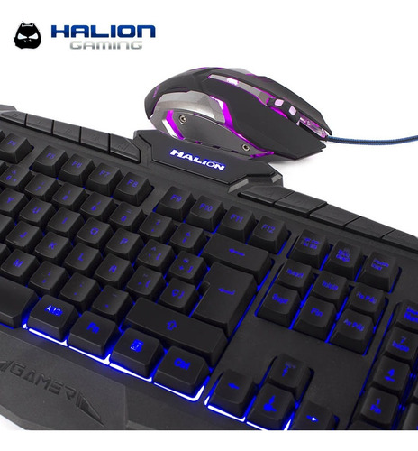 Kit Teclado Y Mouse Gamer Halion Draco Ha-518c Led Envios