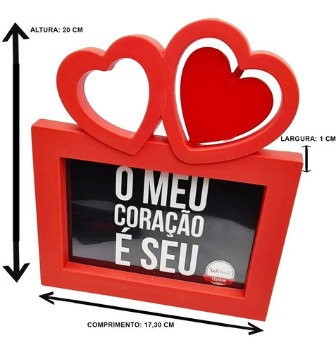 Imagem 3 de 3 de Porta Retrato Branco 2 Coração Decoração Amor 1 Foto 10x15