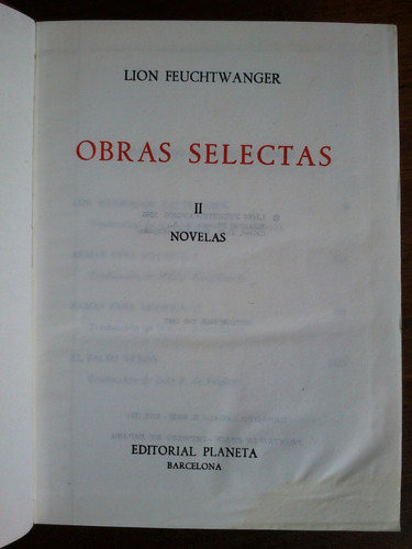 Imagen 2 de 3 de Obras Selectas - Lion Feuchtwanger (tomo 2 Novelas)