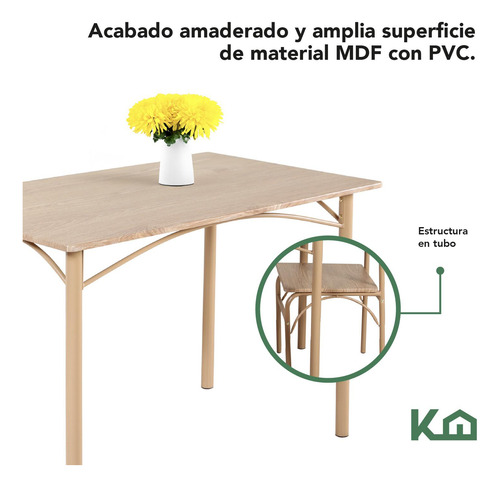 Comedor De 4 Sillas Metal Mesa Rectangular Elegante Moderno