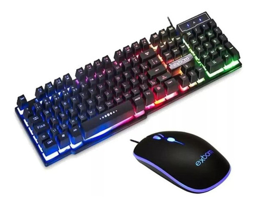 Kit Mouse Teclado Iluminado Semi Mecânico Bkg550 2400 Dpi