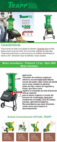 Imagen 2 de 9 de Trituradora Chipeadora De Residuos Orgánicos Trapp 1.5hp
