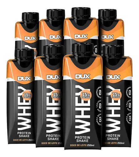 comprar Kit 8x Whey Protein Shake Dux Nutrition 15g Proteínas Dose Sabor Doce De Leite