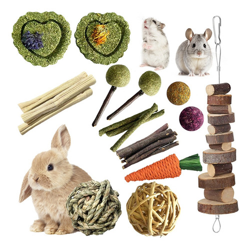 Juguetes Para Hamster Y Conejos Juguetes Masticables 13pzs Rosa