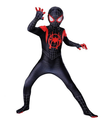 Imagem 2 de 7 de Fantasia Infantil Homem Aranha Miles Morales Roupa Preta