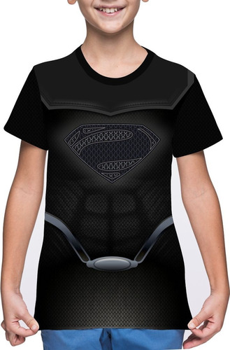 Camiseta/camisa Infantil Uniforme Super Man Black