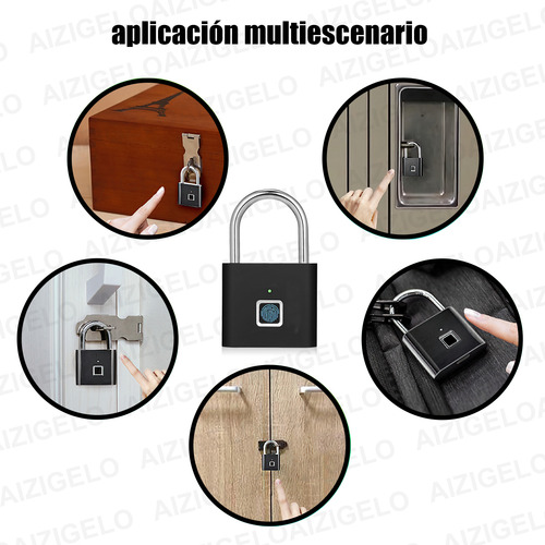 Candado De Huella Digital Resistente Al Agua Usb Recargable