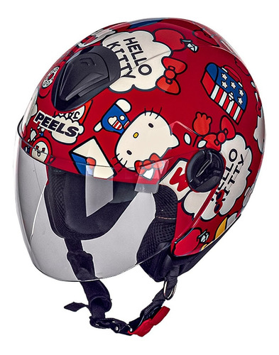 Capacete Peels Freeway Hello Kitty Usa Cor Vermelho com Branco Tamanho do capacete 58
