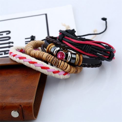 Pulsera Trenzada De Piel De Vaca For Hombre Y Mujer