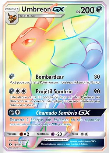 Carta Pokemon Umbreon GX Português Original Copag Sol e Lua Promo