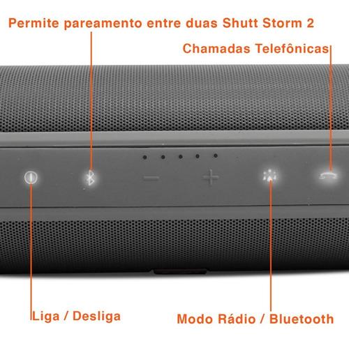 Imagem 4 de 5 de Caixinha De Som Bluetooth Shutt Storm 2 Portatil