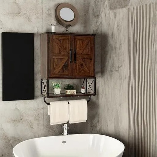 Armario De Almacenamiento Baño De 3 Niveles Marrón