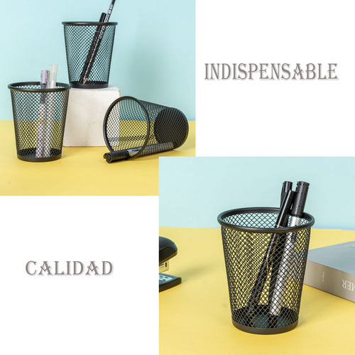 6 Lapiceros Metal P/ Escritorio Porta Lapices Y Plumas Malla