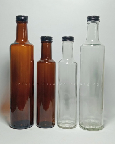 Botella Transparente 250ml Vidrio T/negra (x5)