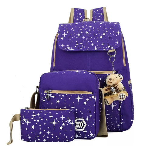 Kit De Mochila Escolar Com Estampa De Estrelas Brilhantes