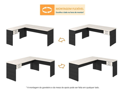 Imagem 5 de 6 de Mesa Para Escritório Em L 1,80x1,60m Tampo E Pés 30mm C/gav.