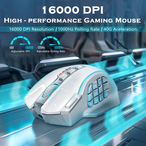 Mouse Inalámbrico Para Juegos 16,000 Dpi, 16 Botones Rgb