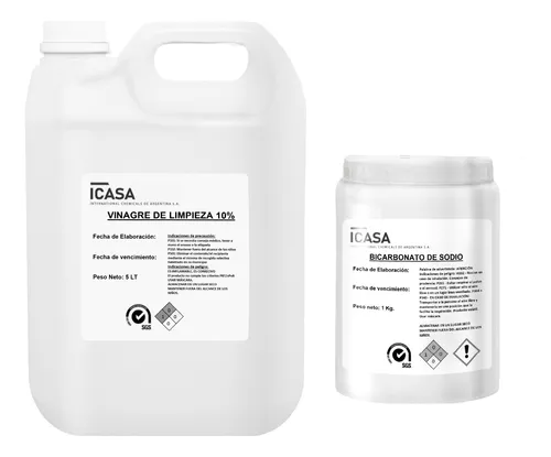 Combo Bicarbonato De Sodio 1kg Vinagre Limpieza 10% 5lt Pr