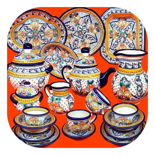 Vajilla Colores Para 8 Personas De Talavera Poblana Pvr4 Cuotas