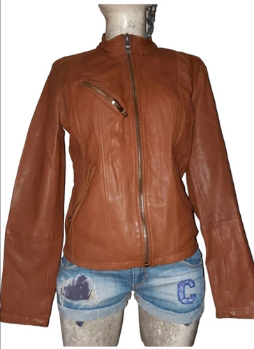 Sexy Chamarra Piel Bershka Leather Camel L Detalle 