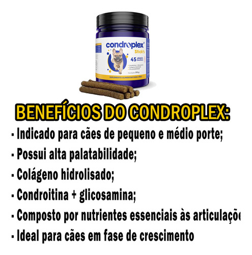 Suplemento Alimentar Condroplex Sticks 45unt 10kg Avert Full