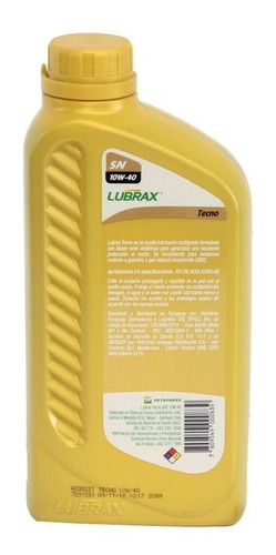 Imagen 3 de 4 de Aceite Lubrax 10w40 Tecno Caja 24 X 1 Litro