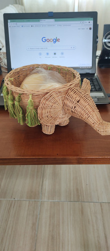 Cesto Elefante Fibra Natural Artesanal Decoração Flores Mant