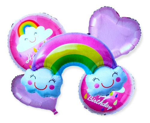 Set De Globos Arcoíris Para Cumpleaños Niña