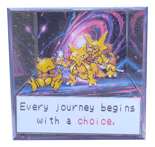Cubo Diorama Pokemon Evolução Abra, Kadabra, Alakazam