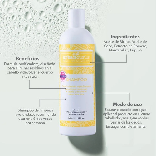 Imagen 2 de 9 de Shampoo Urban Curls Para Rizos 960 Ml