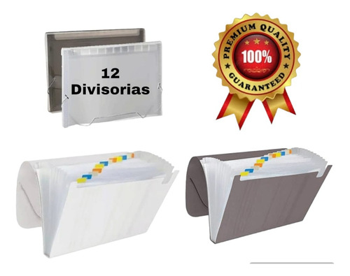 Pasta Sanfonada Dac Organizadora A4 12 Divisórias Coloridas Cor Transparente