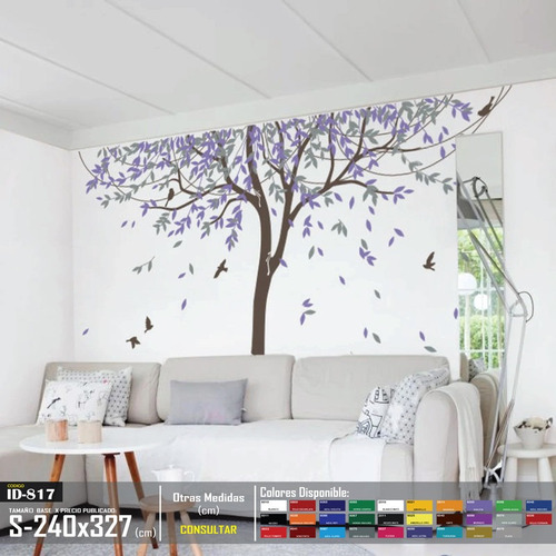 Vinilos Decorativos Arbol De Sauce Con Pajaros Y Hojas