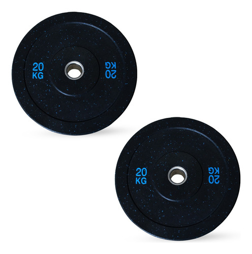 Par De Anilhas Emborrachadas Olímpicas 20kg Fitness Academia Cor Preto