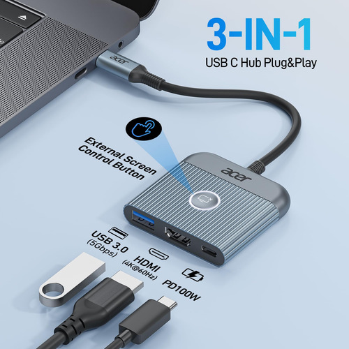 Adaptador Usb C A Hdmi Adaptador Hdmi A Tipo C 4k60hz Con Fu